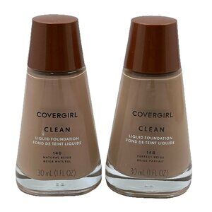 Covergirl Clean Liquid Foundation 140 Natural Beige Retired Lot Of 2